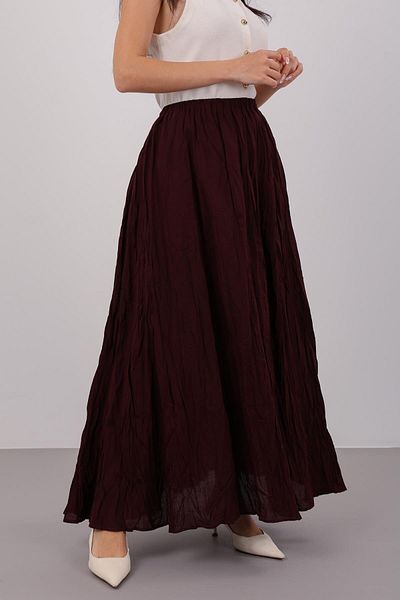 FACETTE Fusta midi de damă bordeaux cu talie elastică