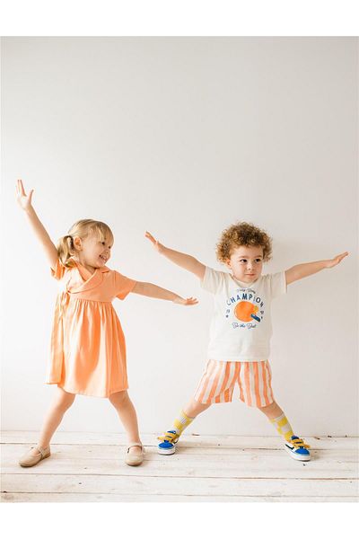 miabambim   Baby Boy T-Shirt for Orange Line Shorts Set
