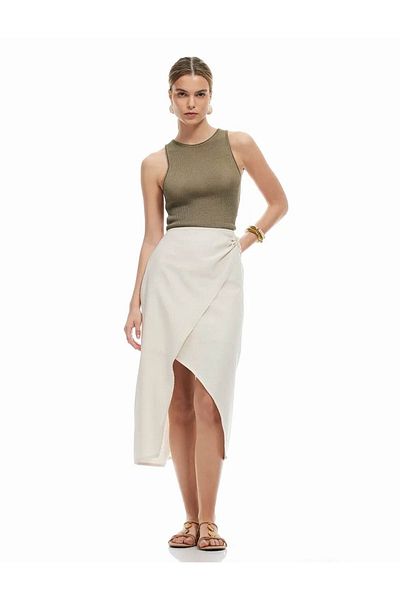 Koton Zweireihiger A-Linien-Rock in Beige für Damen 5sal70009ıw