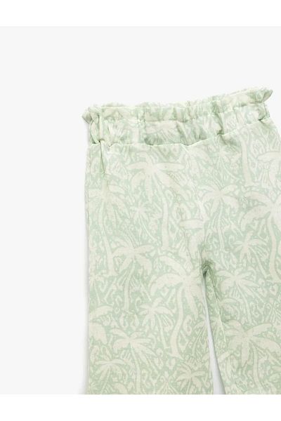 Koton Patterned Green Baby Girl Pants with Elastic Waist 5Smg40022Aw