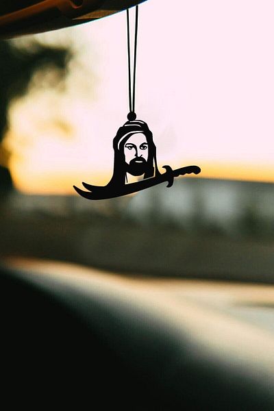 mufamet Metal HzAli Motif Rearview Mirror Ornament Auto Accessory Car Ornament