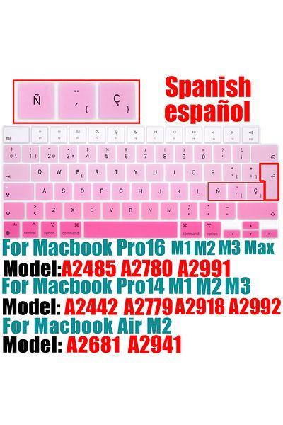 Choice pink-EU-A2918 A2991 Spanish Keyboard Cover for MacBook Air 13.6 15.3 inch A2681 A2941 A2337 M3 M2 M1