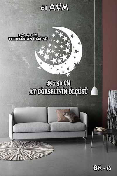 61 AVM Moon Star Themed Baby Room Wall Sticker Set - Cute Design