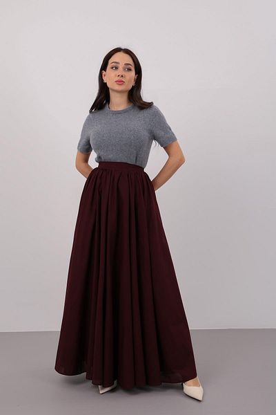 FACETTE Fusta de damă Bordeaux Premium plisată lungime midi