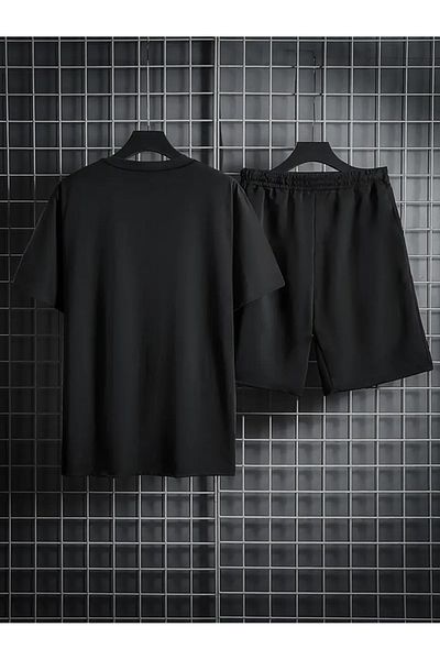 Minikelya Set of Black T-Shirts and Shorts with Print "Plein" for Men