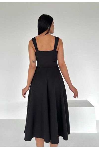 Modafeminen Scuba Fabric Flared φούστα με λουράκι βραδινό φόρεμα και φόρεμα αποφοίτησης 581800 Μαύρο