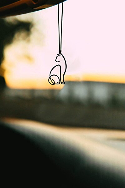 mufamet , Araba Süsü, Metal Minimalist Kedi, Dikiz Aynası Süsü, Hediyelik