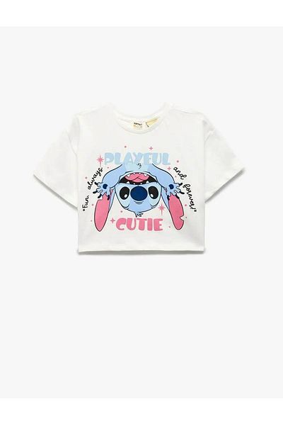 Koton Cotton Crew Neck Short Sleeve Licensed Stitch Printed T-Shirt