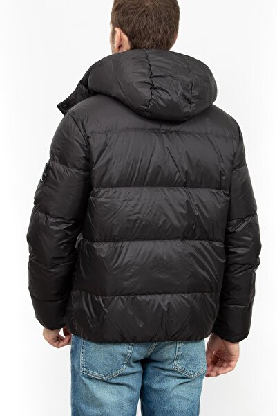 Calvin Klein Men's Winter Feather Padded Hooded Zippered Black Coat J30J325946 Beh