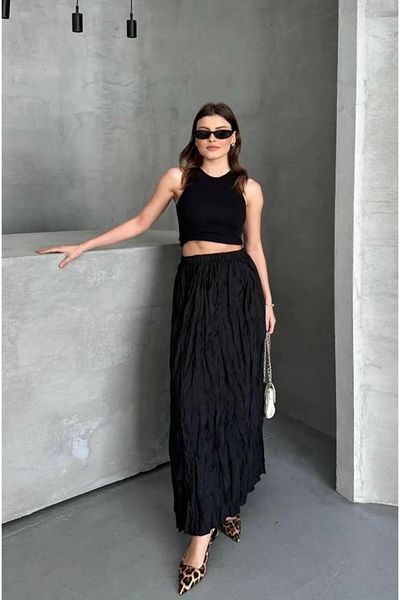 FLEX FASHION Fusta de damă, micro lungă, încrețită, cu talie elastică