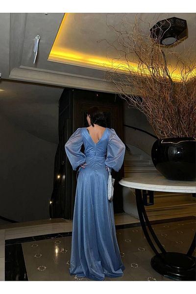 Modafeminen Rochie de seara din tul cu sclipici 583106   Albastru