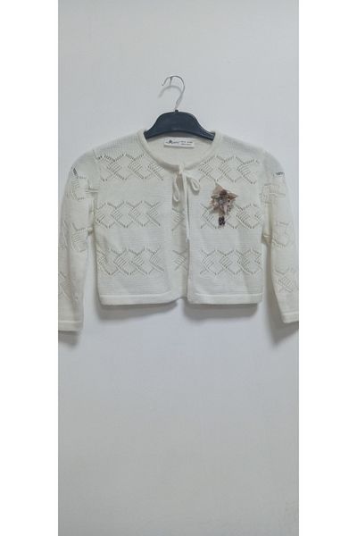 AKŞEN GİYİM Girl's Corrected Openwork Braided 5-6-7-8 Years Old Kısı Knitwear Cardigan