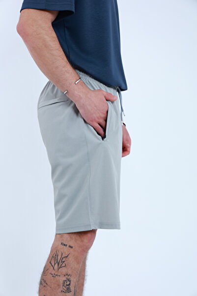 TKT Men's Parachute Fabric (Woven) Zippered Back Pocket Elastic Waist Shorts Bermuda