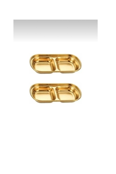 abnturk 2 Bölmeli Gold Renk Paslanmaz Çelik Sosluk Reçellik Lokumluk Çerezlik...