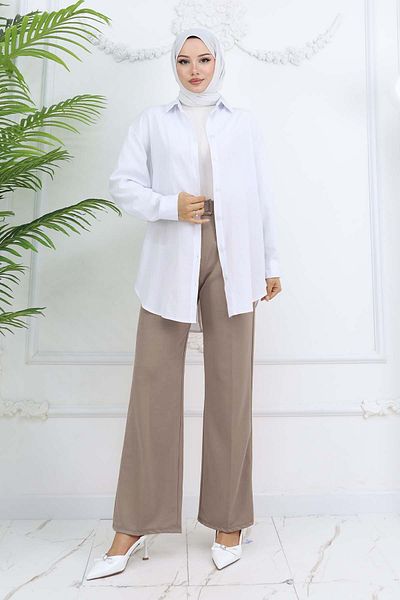 giyze Παντελόνι Palazzo με φαρδύ πόδι Mink 3044