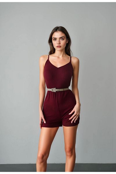 Friday Mood Women's Elastic Waist Strap Shorts Jumpsuit