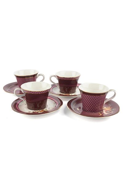 Mikasa Moor Magenta 4-Person Porcelain Coffee Cup Set
