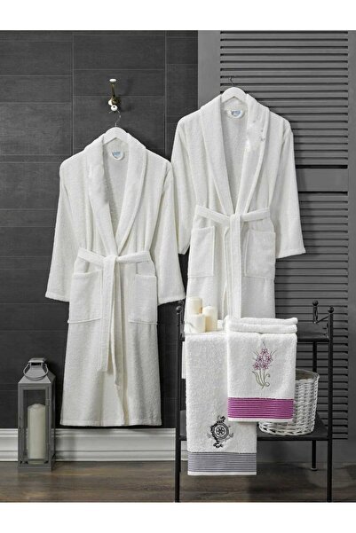 Mira Home 4 Piece Family Bathrobe Set Women Men Towel Bathrobe Set White Set