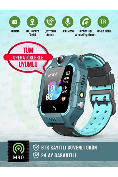 M90 Sim Kartlı, Konum Takipli, Sos Acil Arama Ve Imei Kayıtlı Akıllı Çocuk Takip Saati