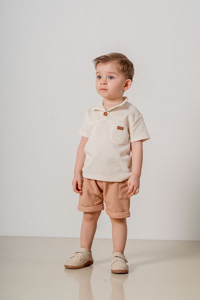 bombe Baby Kids Brown Cotton Shorts 2-Piece Comfortable Set Trend Fashion Bottom Top Set