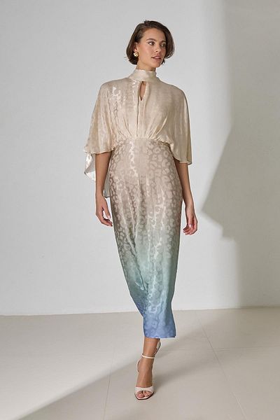 Setre Beige Patterned Dress with Waistband