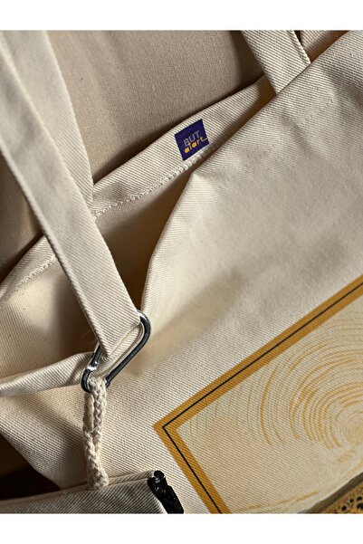 Yes But Ai Art %100 Ham Gabardin Kumaş Çanta I Sunflower I 45x35cm Yatay Cüzdanlı Bez Çanta