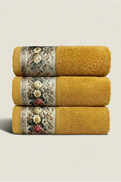 Ellaline 100% бавовняний сертифікований набір рушників FIORE з квітковим візерунком, 3 штуки, 50x90 см