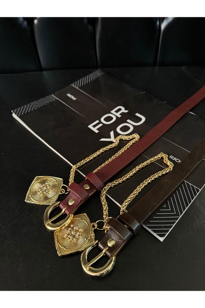 Fiori Pachet de 2 curele pentru pantaloni pentru femei cu lanț King, curea pentru jachetă, curea pentru rochie, curea pentru cămașă