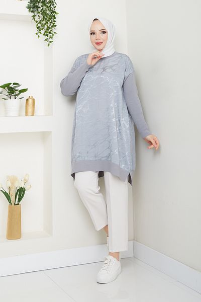 Pamuk Butik Women's Transfer Patterned Tunic