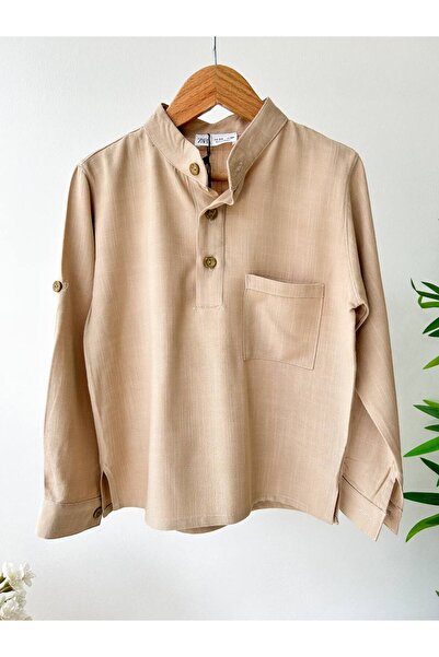 Rainbow Erkek çocuk kahverengi müslin gömlek