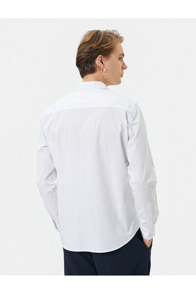 Koton Slim Fit Hemd Tasche Detail Klassischer Kragen Geknöpft Lange Ärmel