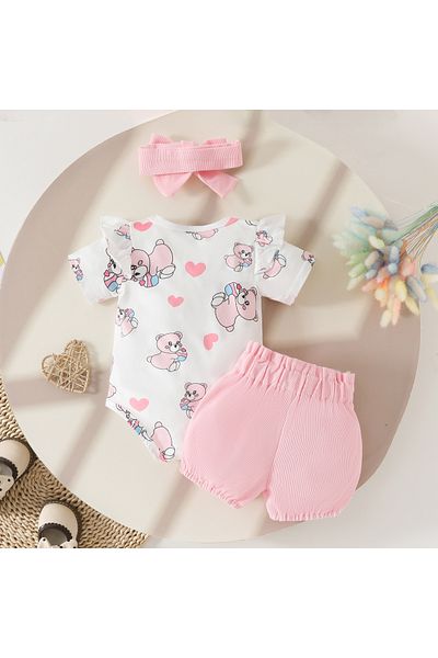 nannie Pink Set For Girls 3 Pieces Adelina - 3-6 Months