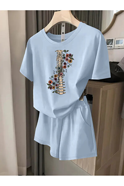 PENTHİLUS Σετ 2 τεμαχίων με γραφικά εμπριμέ, κοντομάνικο μπλουζάκι και σορτς,...