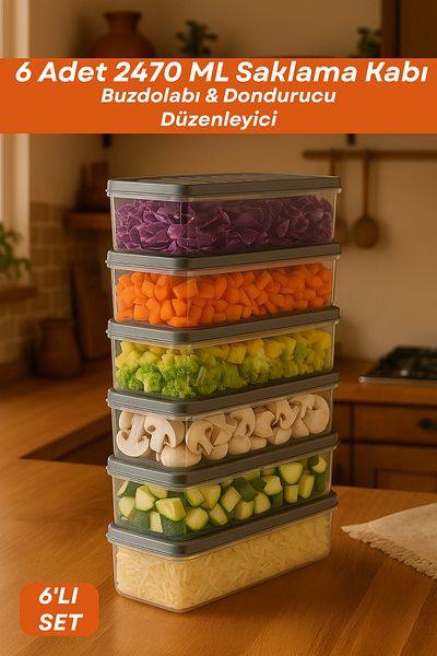 welcomein Set of 6 Refrigerator Organizers, Storage Container and Deep Microwave Freezer