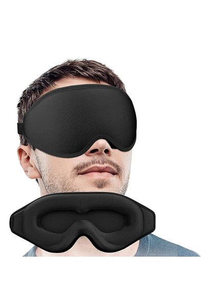 waya Mască de dormit, 3D, Premium, Contur nazal, Neagră, 100% închisă la culoare