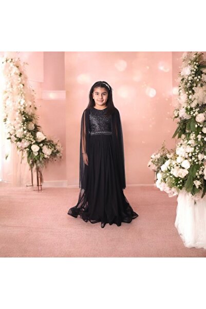 Ahsenimbebe Рокля с дълги ръкави от тюл с пайети