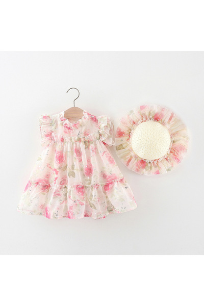 nannie Rochie roz cu pălărie Rebeca - 12-18 luni