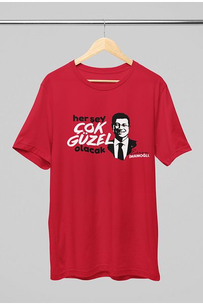 Elvellon Oversize Kalıp Ekrem Imamoğlu Everything Will Be Very Beautiful Unisex- Cotton- 3 Color Options T-Shirt