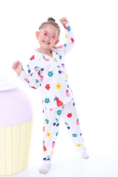 İsobel Kids Devojčin set pidžama sa dugim rukavima i kopčanjem Sa deznom ̇