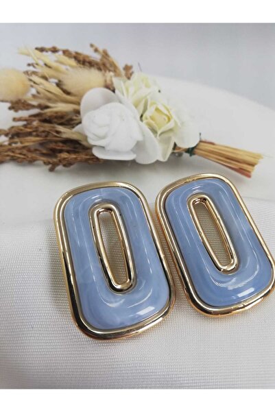 G K Luxury Mavi Kare Detaylı Küpe