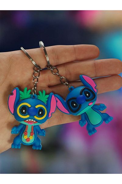 VerdeHome Cute Lilo and Stitch Themed 3D Silicone Keychain, Perfect Accessory for Bag and Key Tip