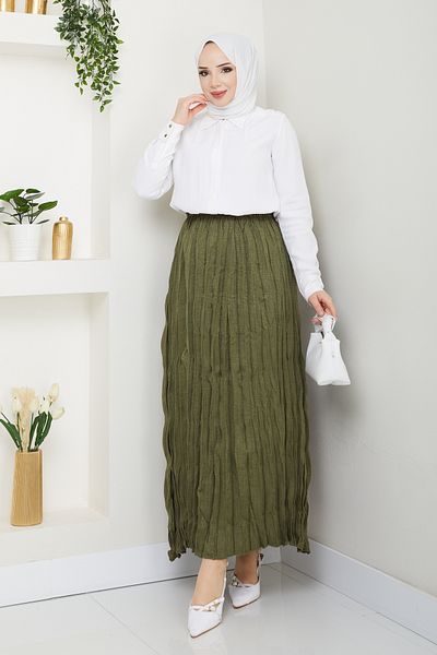 Pamuk Butik Γυναικεία ελαστική μέση φούστα με τσαλακωμένη φούστα