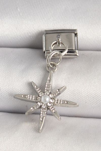 BESKAR 316L Steel Silver Color Zircon Stone Pearl Detail Star Model Nomination Charm