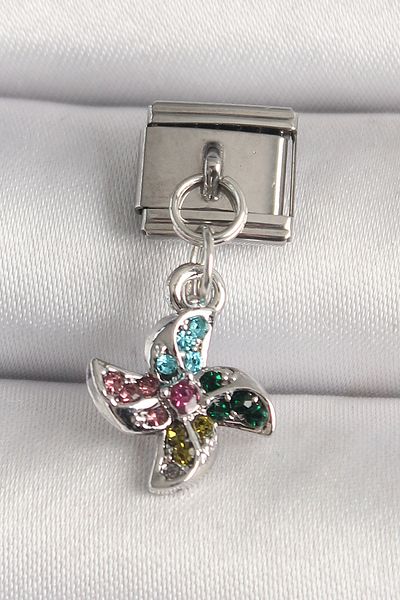 BESKAR 316L Steel Silver Color Colorful Zircon Stone Nomination Charm