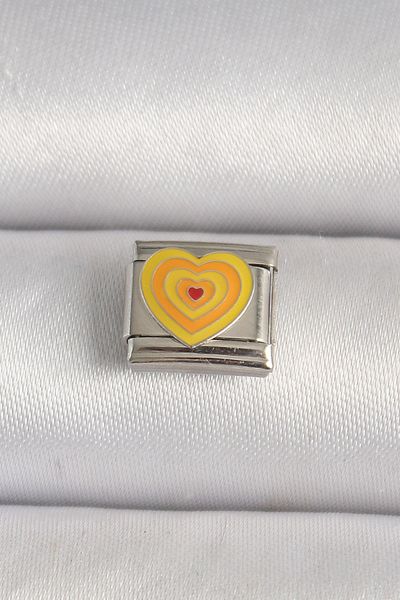 BESKAR 316L Steel Silver Color Yellow Heart Engraved Nomination Charm