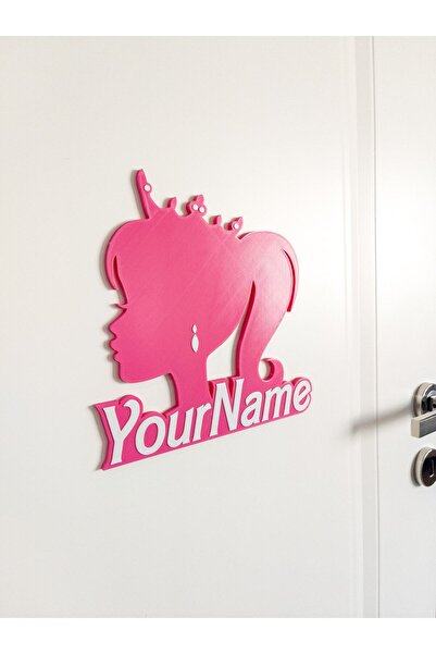 Atlas 3 Boyutlu Pembe Bebek Barbie Çocuk Odası Dekor Kapı ve Duvar Süsü Parti Süsü