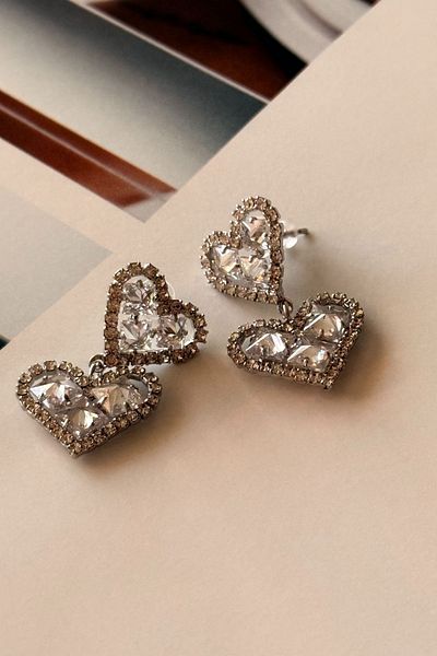 Trendy Butik Vip الزركون حجر القلب أقراط