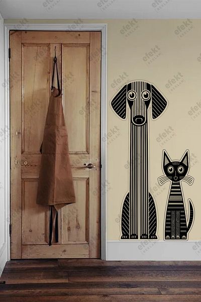 efekt reklam Boho Pets Duo Wall Sticker - Cat-Dog Salon, Bedroom, Kitchen and Balcony