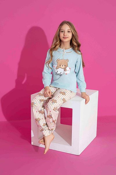 Tarık Set de pijamale cu mânecă lungă cu model ursuleț pentru fetiță
