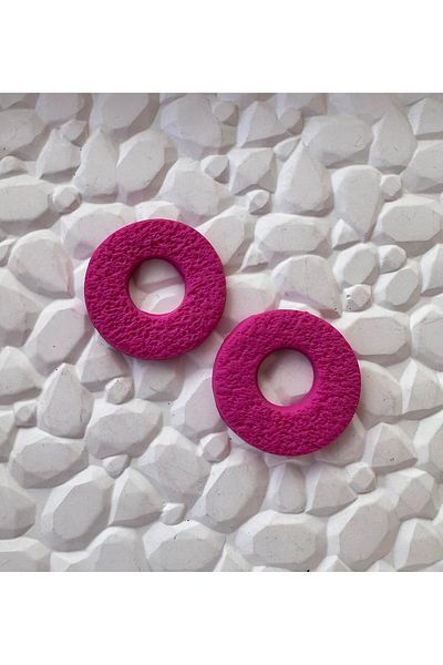 ACCESSORY Fuchsia Circle Hoop Earrings